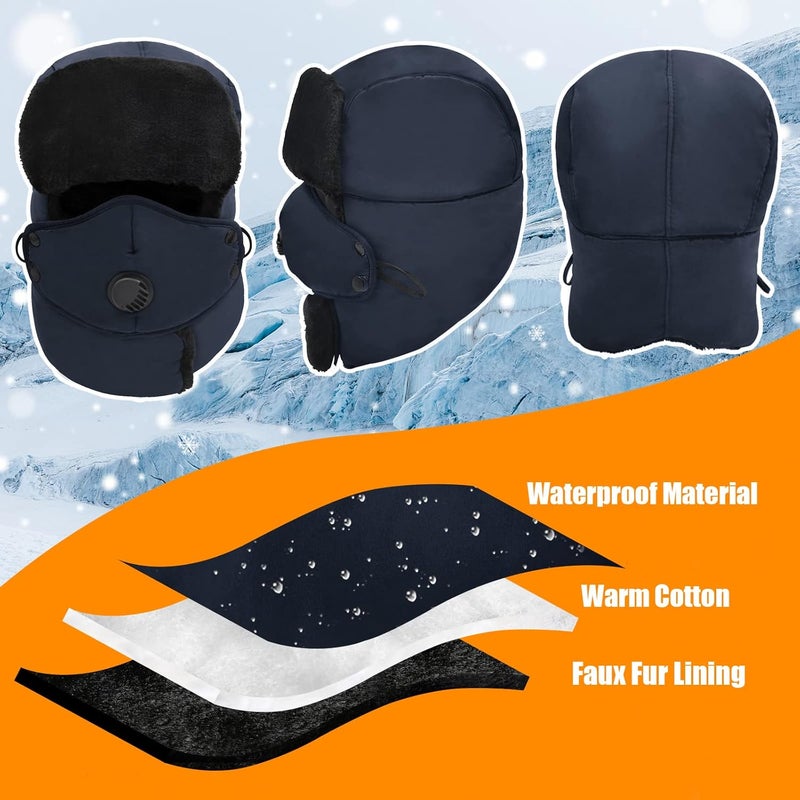 Outrip Winter Trapper Hat for Men & Women, Trooper Hunting Russian Fur Hat with Ear Flap & Mask Aviator Ushanka for Cold Weather - Image 4